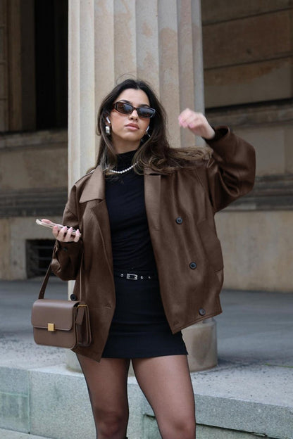 Joanna Vintage Faux Leather Coat