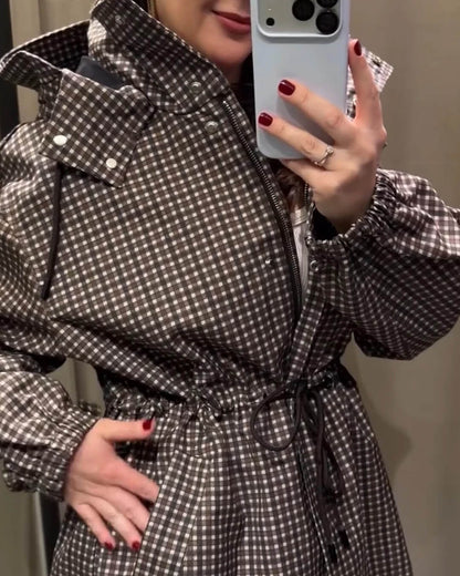 Valerie Plaid Hooded Windbreaker Jacket