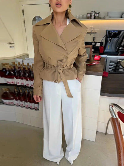 Lola Lace-Up Cropped Trench Coat