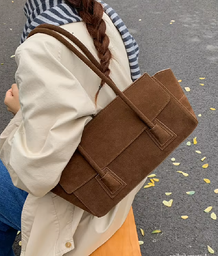 Alicia Vintage Faux Suede Shoulder Bag