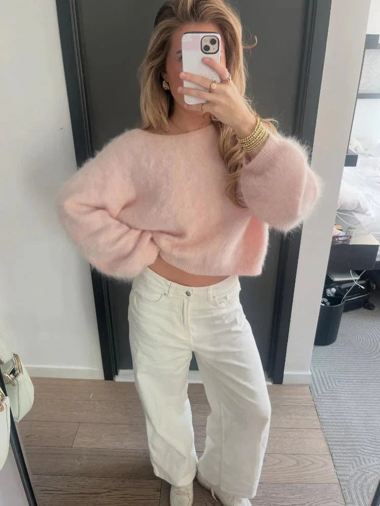 Lara Off-Shoulder Mohair Sweater