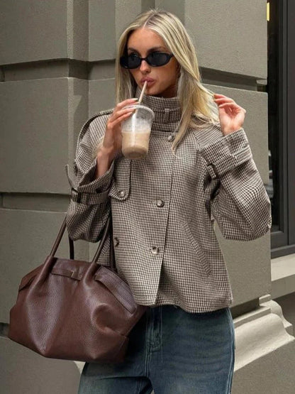 Sabrina Houndstooth Plaid Jacket