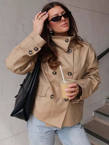 Zoe Beige Double Breasted Trench