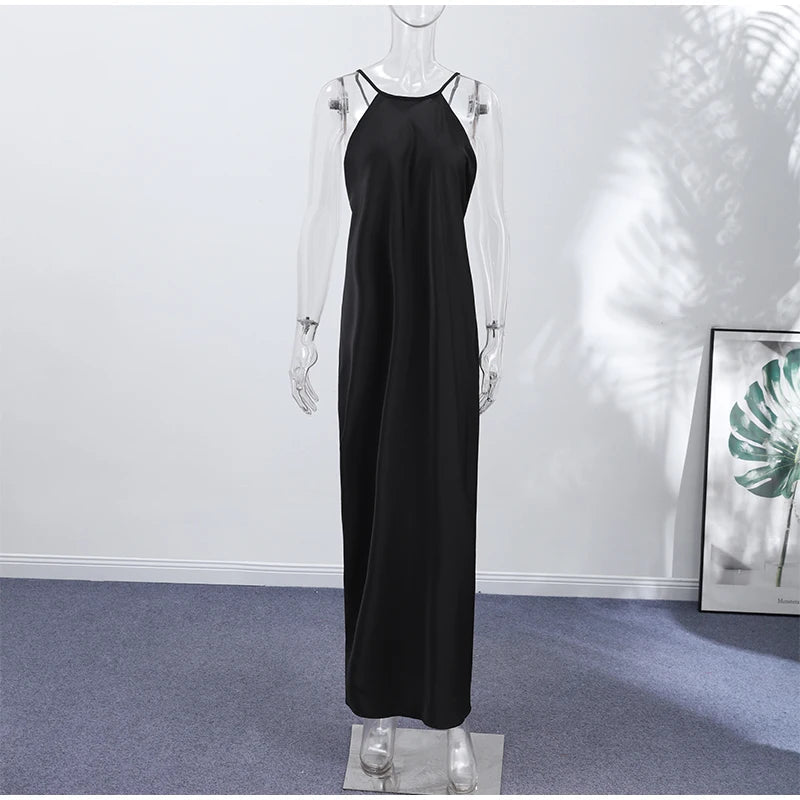 Elisabeta Satin Halter Maxi Dress