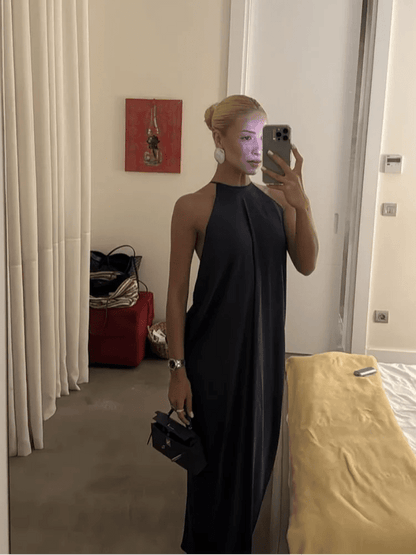 Elisabeta Satin Halter Maxi Dress