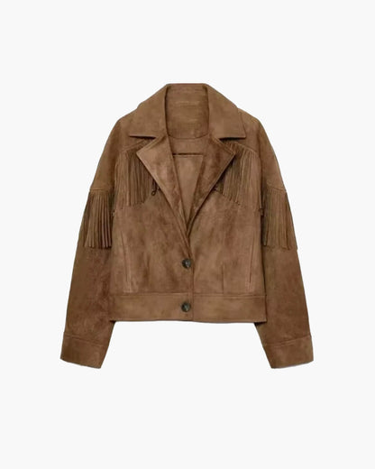 Denise Faux Suede Lapel Cropped Jacket