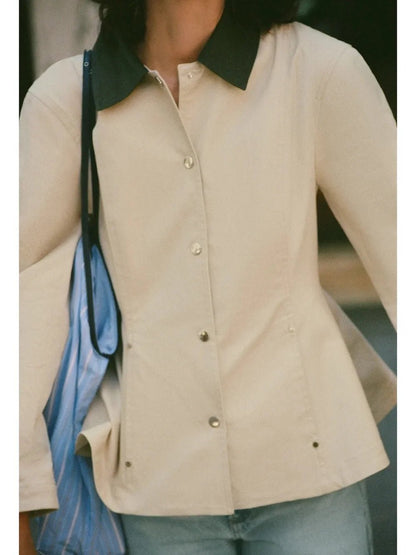 Fiona Contrast Collar Peplum Jacket