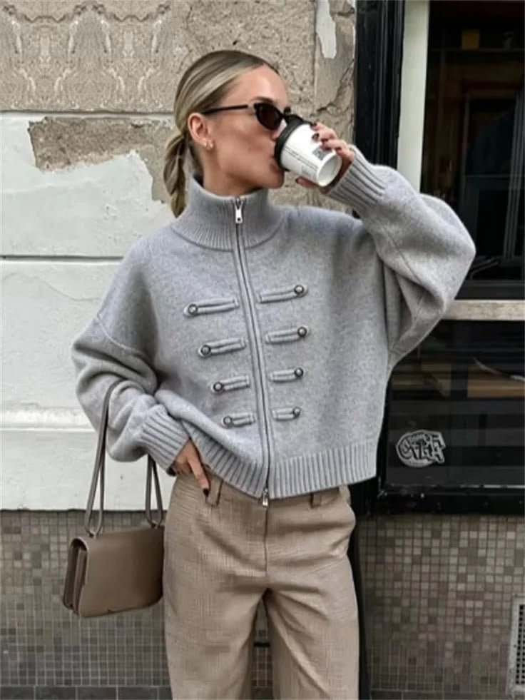 Amelia Turtleneck Zip Knit Cardigan