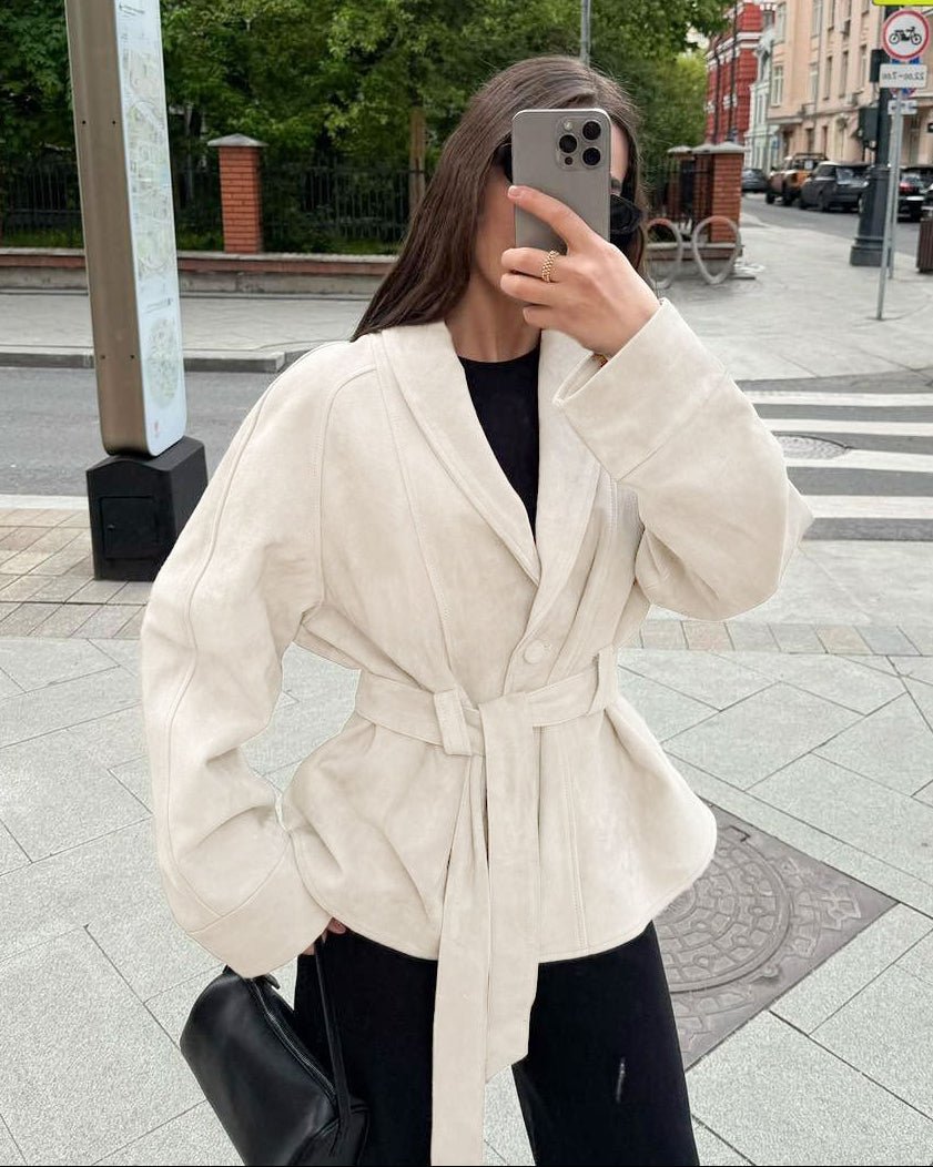 Rebecca Belted Suede Trench Coat