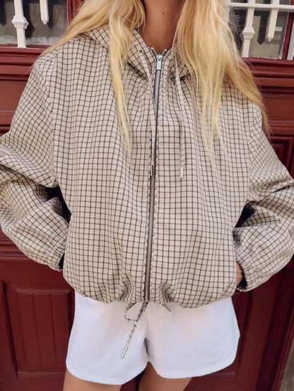 Mila Plaid Hooded Cropped Jacket