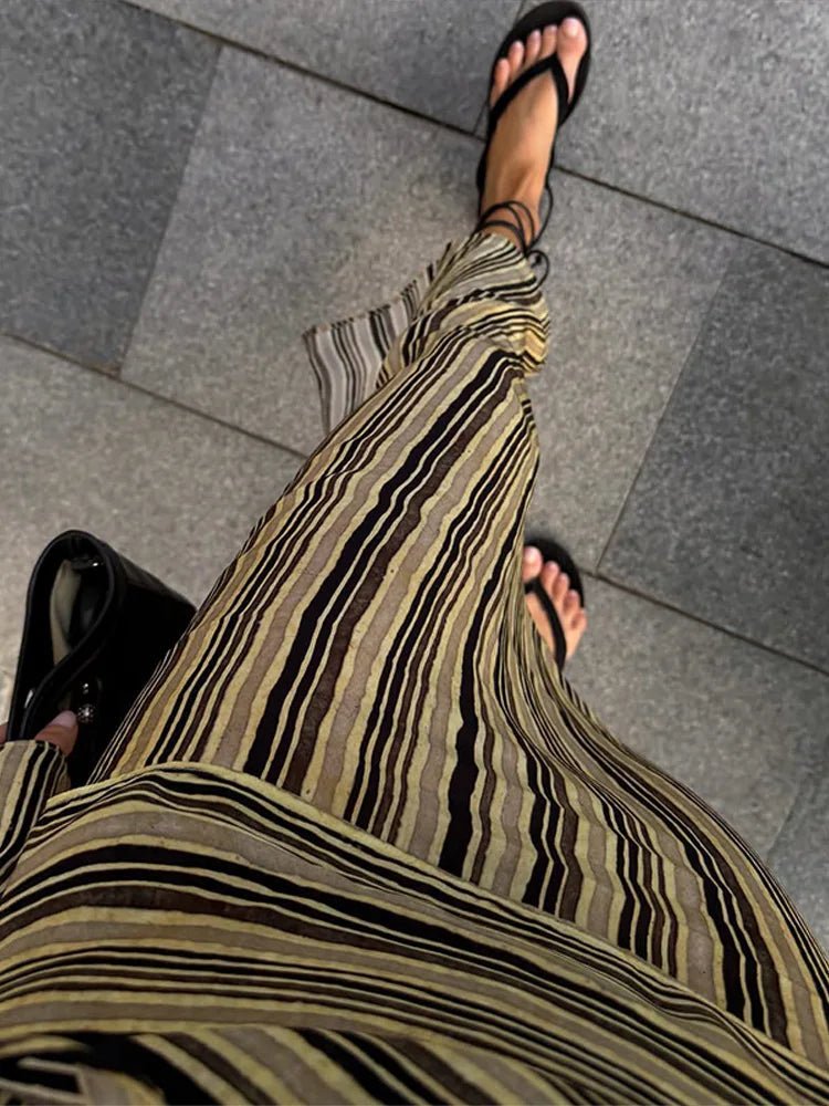 Anne Striped Maxi V-Neck Dress