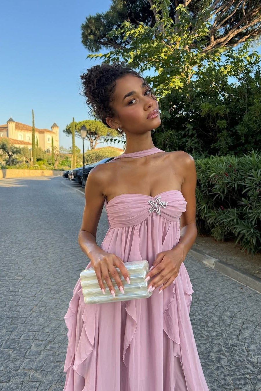 Emmi Strapless Ruffled Maxi Dress