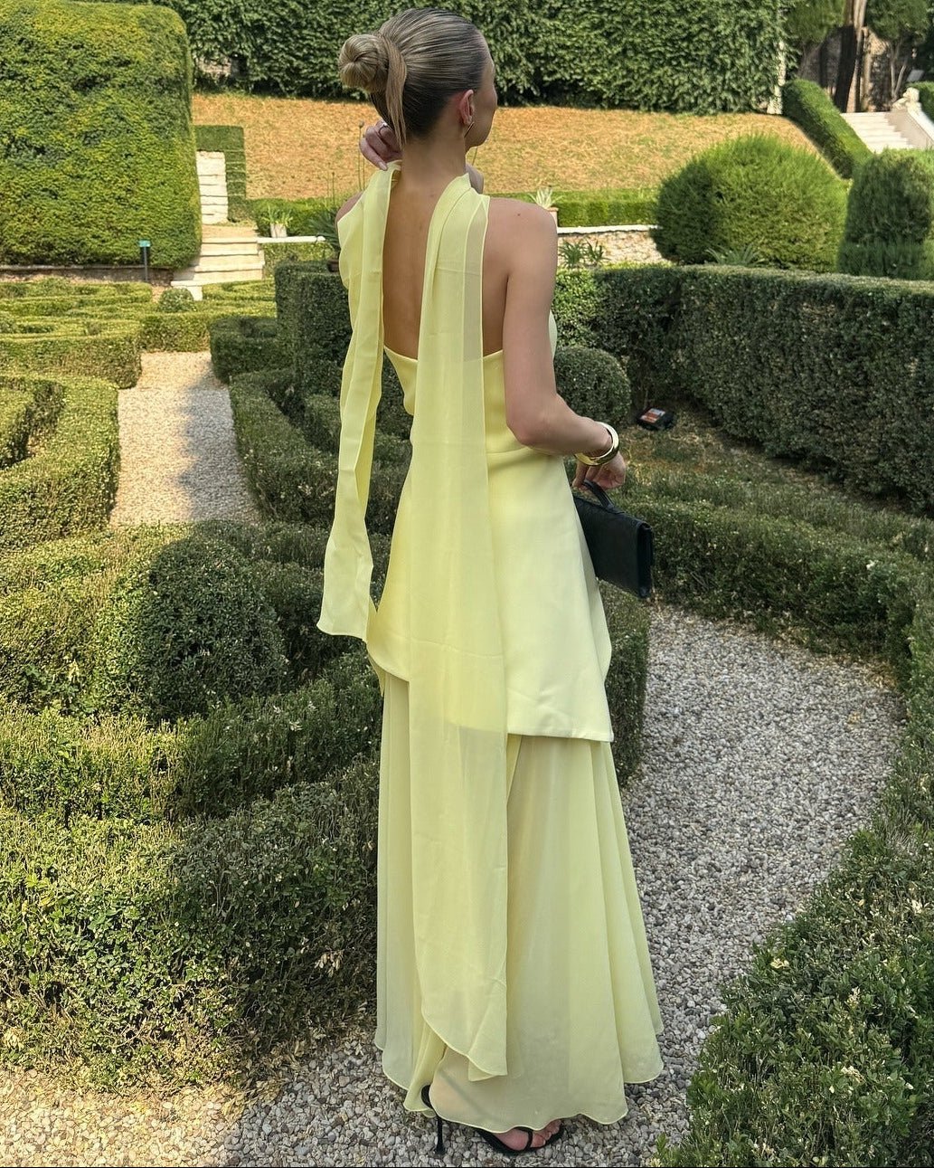 Ambre Asymmetric Sheer Maxi Dress