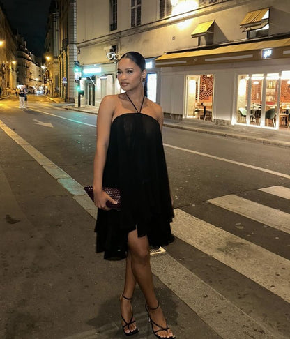 Zelia Backless Halter Mini Dress