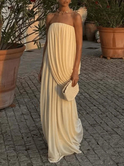 Madison Strapless Pleated Maxi Dress