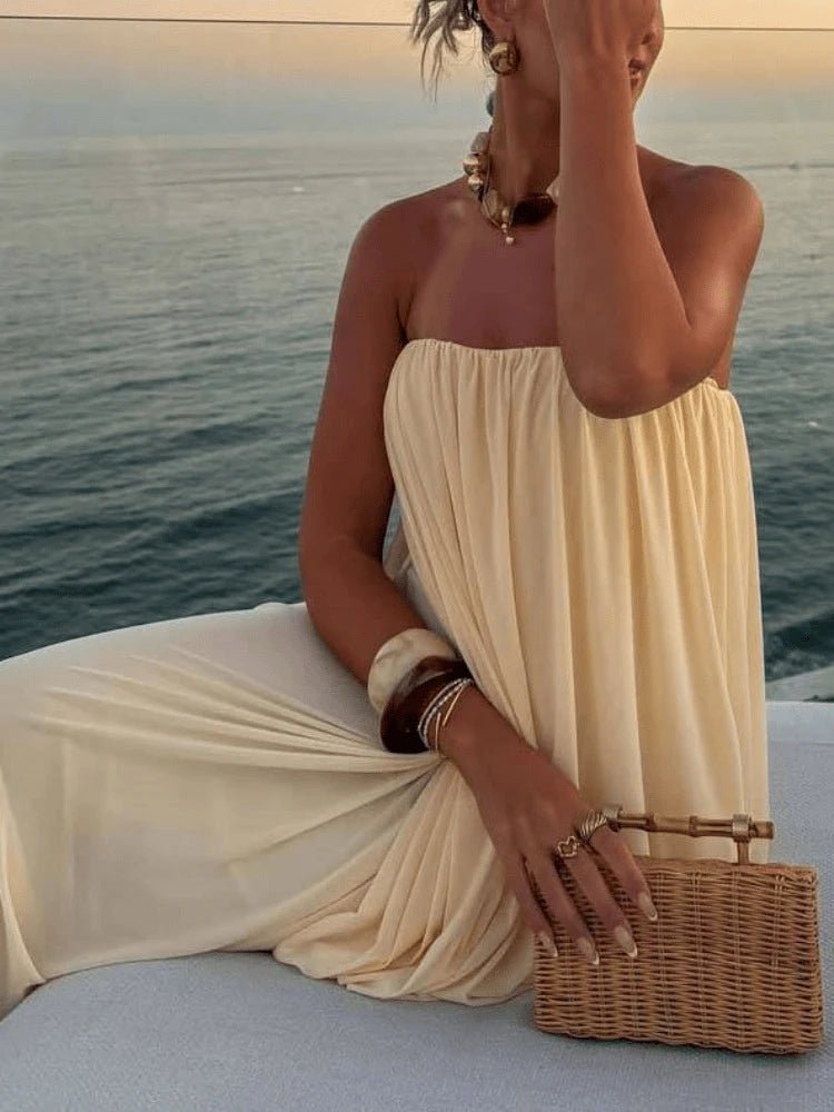 Madison Strapless Pleated Maxi Dress