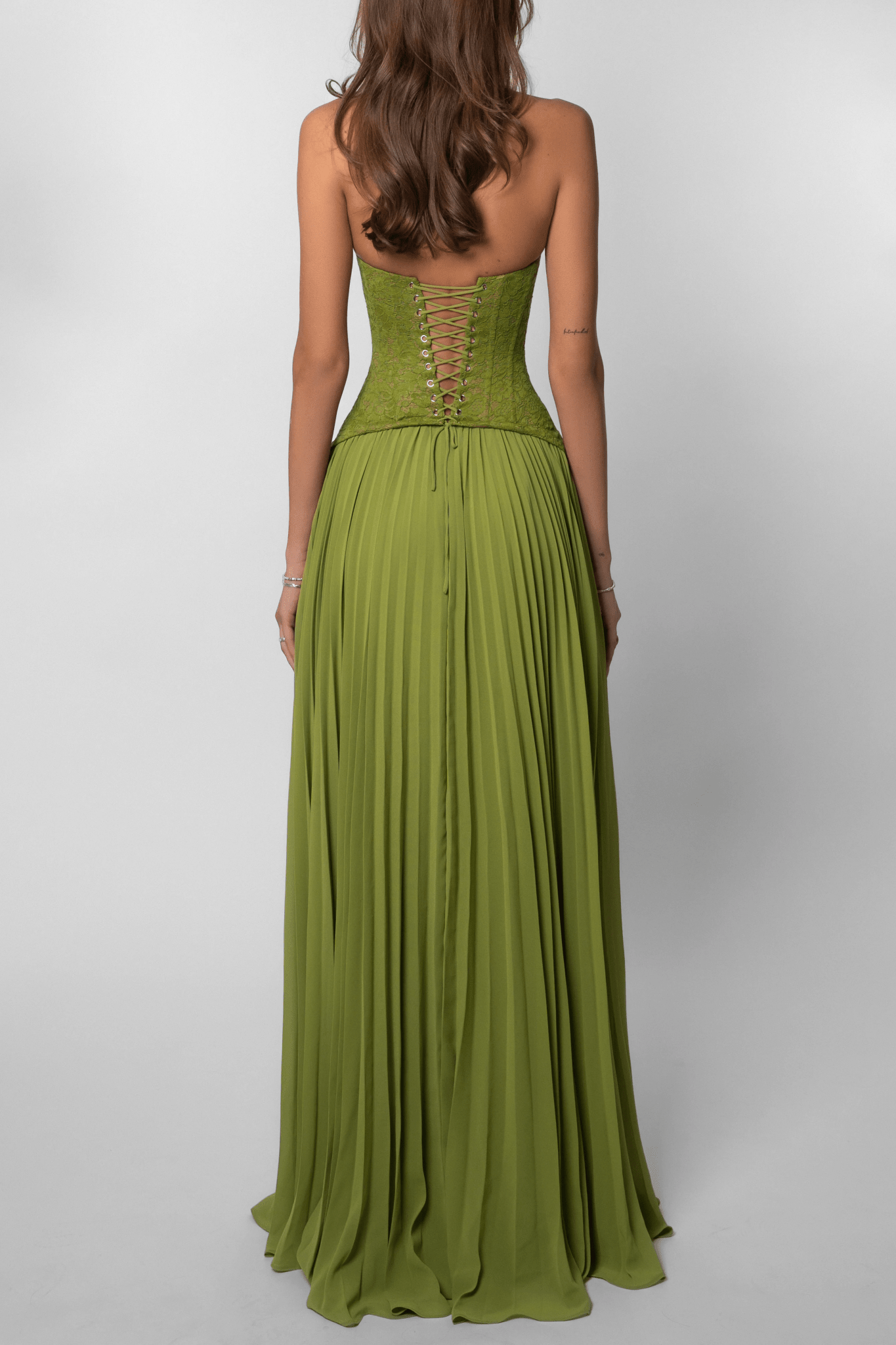 Indra Pleated Corset Maxi Dress
