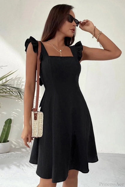 Carmen Ruffle Tie-Back Mini Dress