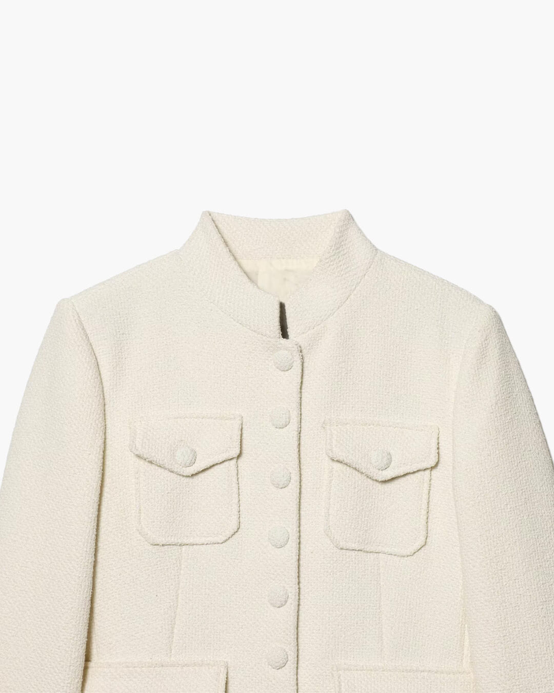 Angela Stand Collar Flap Pockets Blazer
