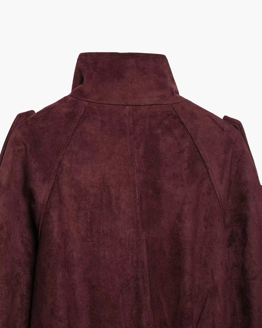 Miriam Funnel Neck Faux Suede Belted Jacket