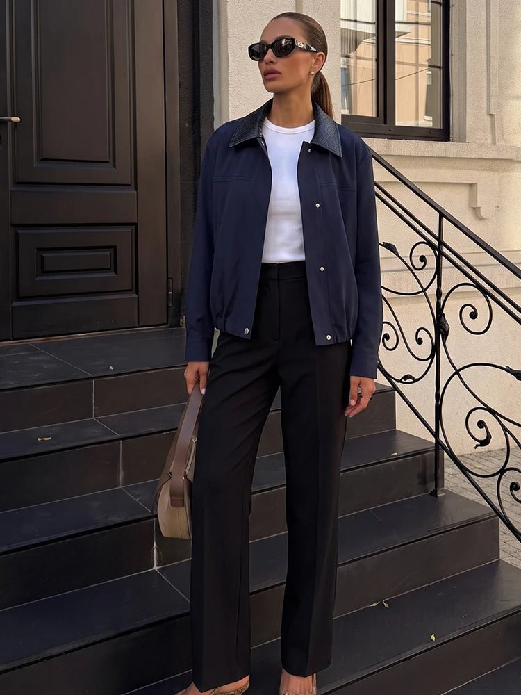 Daniela Contrast Collar Bomber Jacket