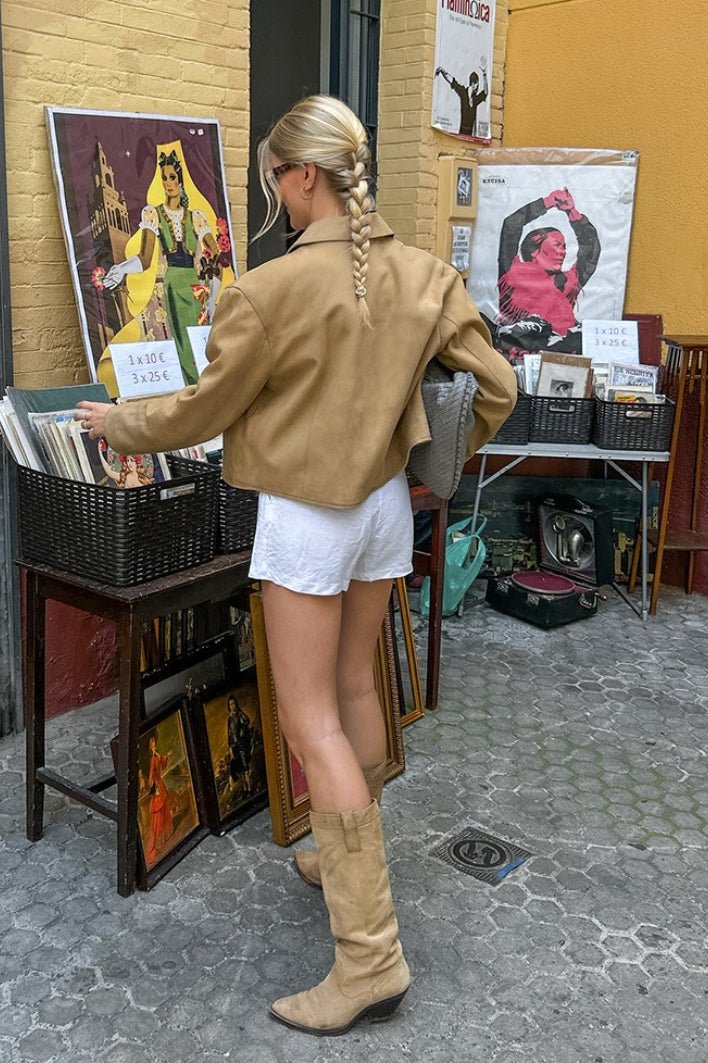 Edie Faux Suede Cropped Jacket