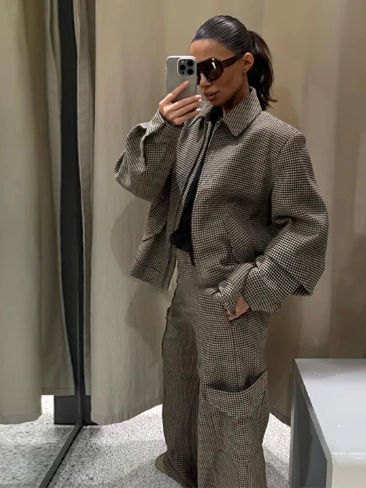 Layla Houndstooth Padded Suit Set