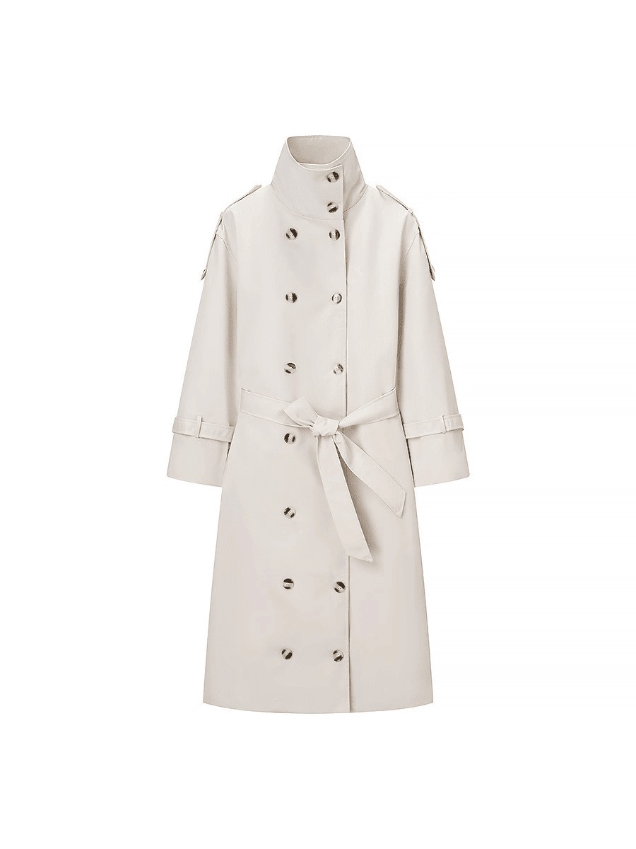 SOKYND Amanda High Neck Belted Trench Coat JacketsSOKYND-162071-CRE-S-04087CreamS