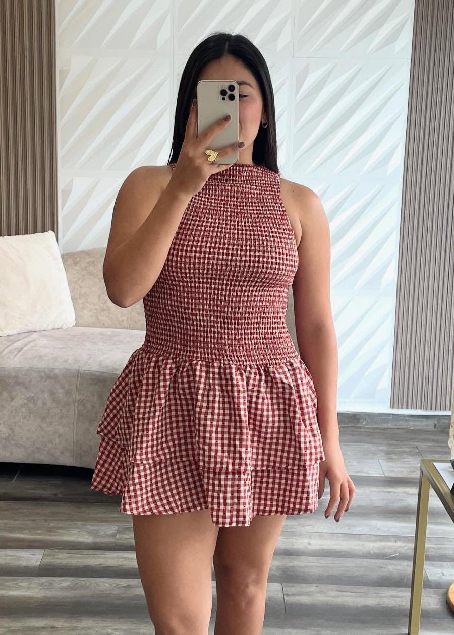 SOKYND Amelie Plaid Smocked Mini Dress DressSOKYND-260375-RED-XL-85431RedXL