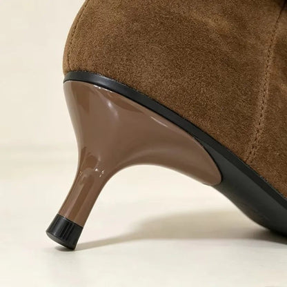 SOKYND Annie Faux Suede Ruched Ankle Boots BootsSOKYND-261847-BRO-40-14007Brown40