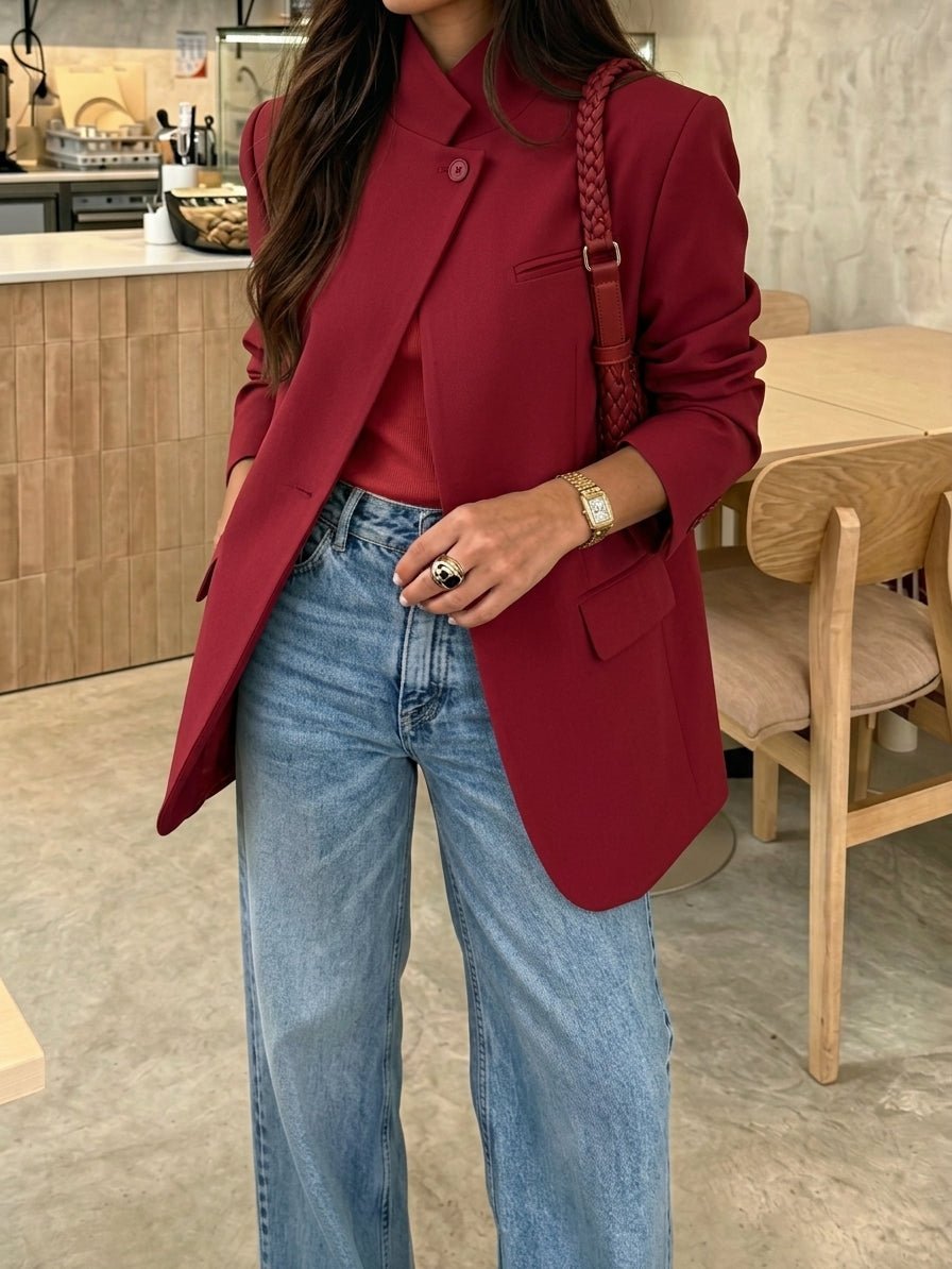 SOKYND Annie Vintage Asymmetric Blazer JacketSOKYND-119575-RED-XS-69591RedXS