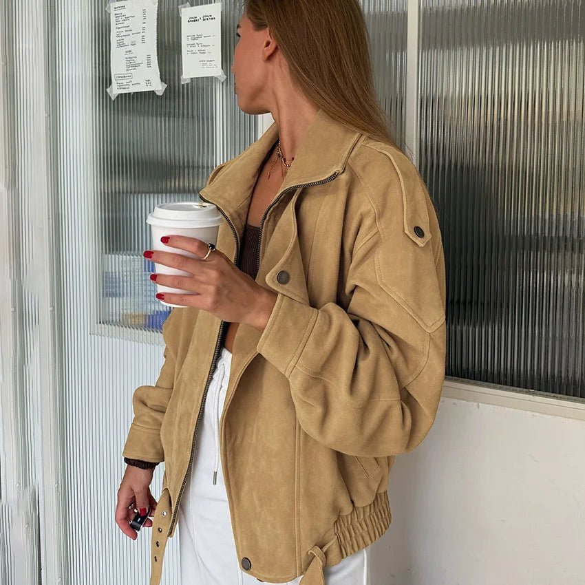 SOKYND Carla Faux Suede Oversized Bomber Jacket JacketSOKYND-331735-CAM-L-79511CamelL
