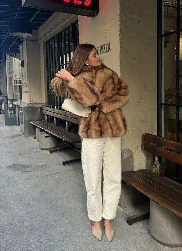 SOKYND Cattleya Faux Fur Coat Coats & JacketsLa1767356248747021669BrownL
