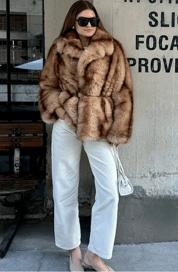 SOKYND Cattleya Faux Fur Coat Coats & JacketsLa1767356248747021669BrownL