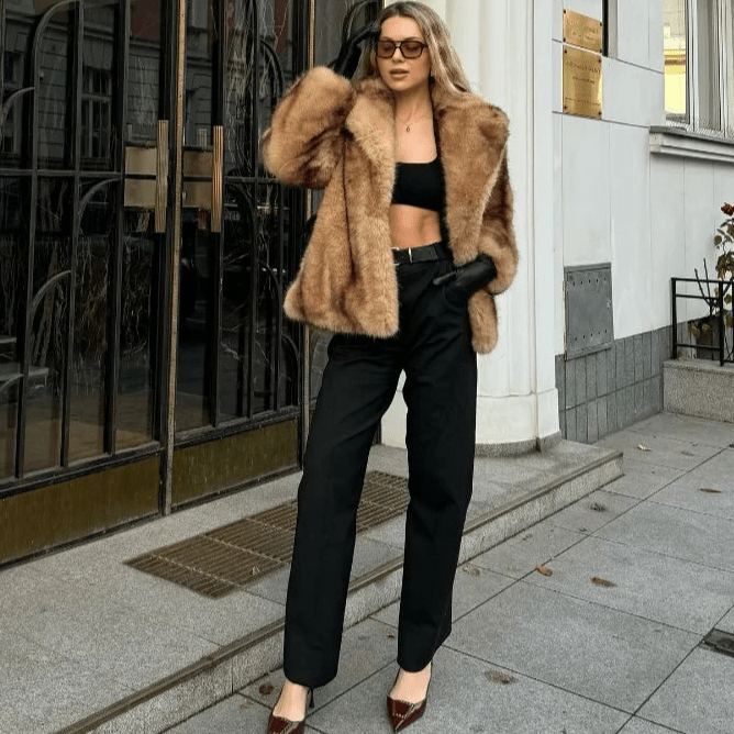 SOKYND Cattleya Faux Fur Coat Coats & JacketsDg1767356248746898667BrownM