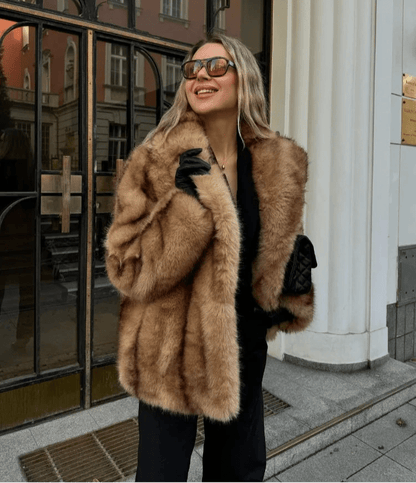 SOKYND Cattleya Faux Fur Coat Coats & JacketsMj1767356248746775474BrownS