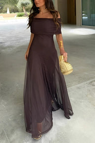 Lisa Off-Shoulder Ruched Maxi Dress