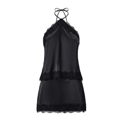 SOKYND Celeste Satin Lace Halter Cami and Mini Skirt Set JumpsuitSOKYND-294551-YEL-S-88983YellowS