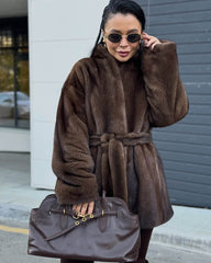 Daniela Belted Faux Fur Jacket