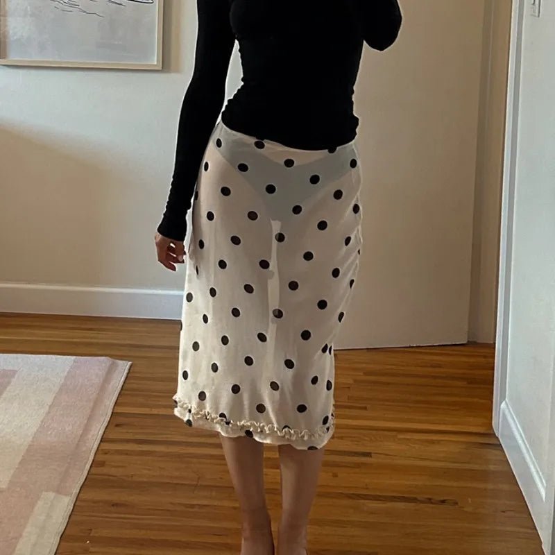 SOKYND Delilah Sheer Mesh Midi Skirt SkirtWhiteS