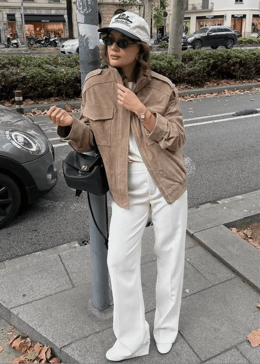 SOKYND Delphine High - Neck Suede Jacket Coats & JacketsSandXS