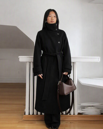 SOKYND Dolly Long Belted High Collar Coat Coats & Jacketsmc1767625273837611755BlackS