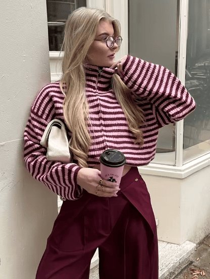 SOKYND Elena Knit Zip Sweater SweaterRedL