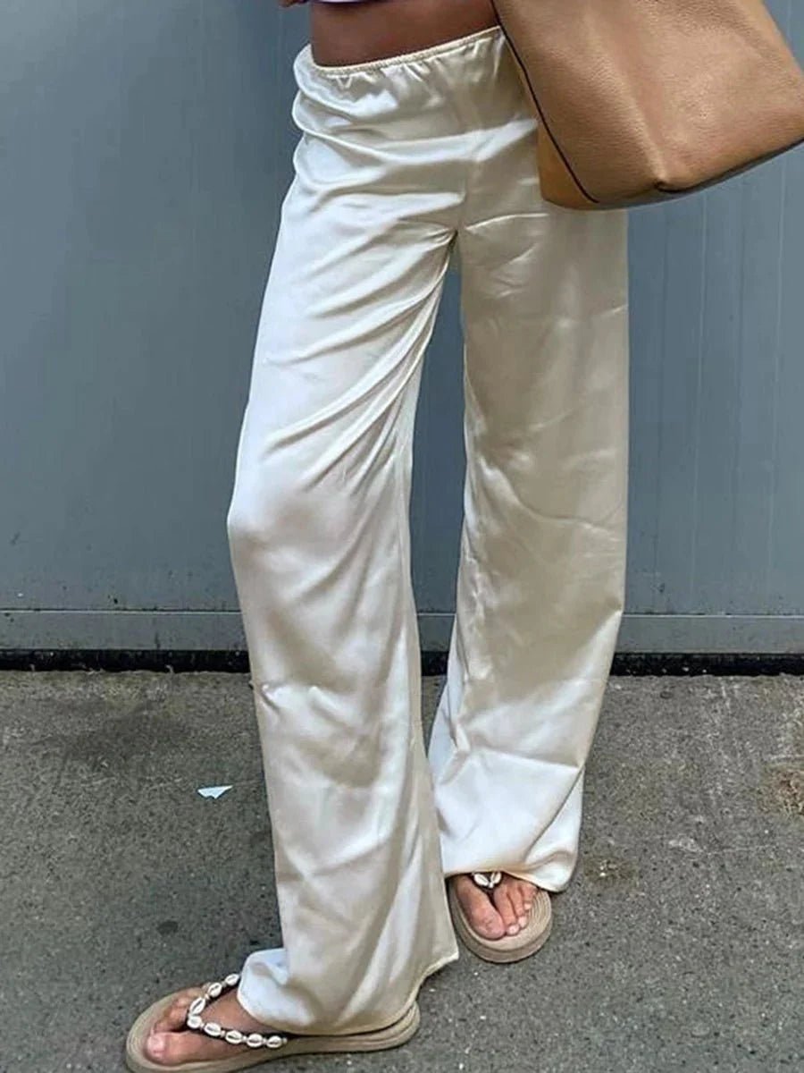 SOKYND Elena Wide Leg Satin Trousers PantsSOKYND-596887-BRO-S-68759BrownS