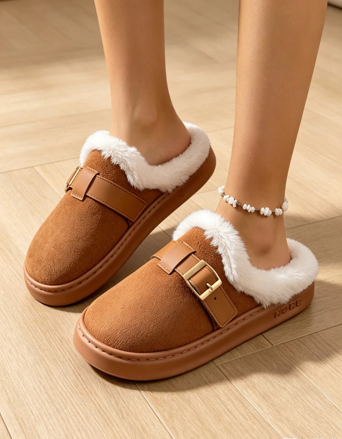 SOKYND Ella Faux Fur Lined Suede Slippers ShoesSOKYND-386711-BRO-3637-48087Brown36-37