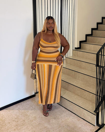 SOKYND Emily Striped Knit Midi Dress DressSOKYND-292503-YEL-S-38135YellowS