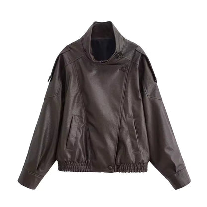 SOKYND Emma Asymmetric Button Pocket Jacket Coats & JacketsBrownXS