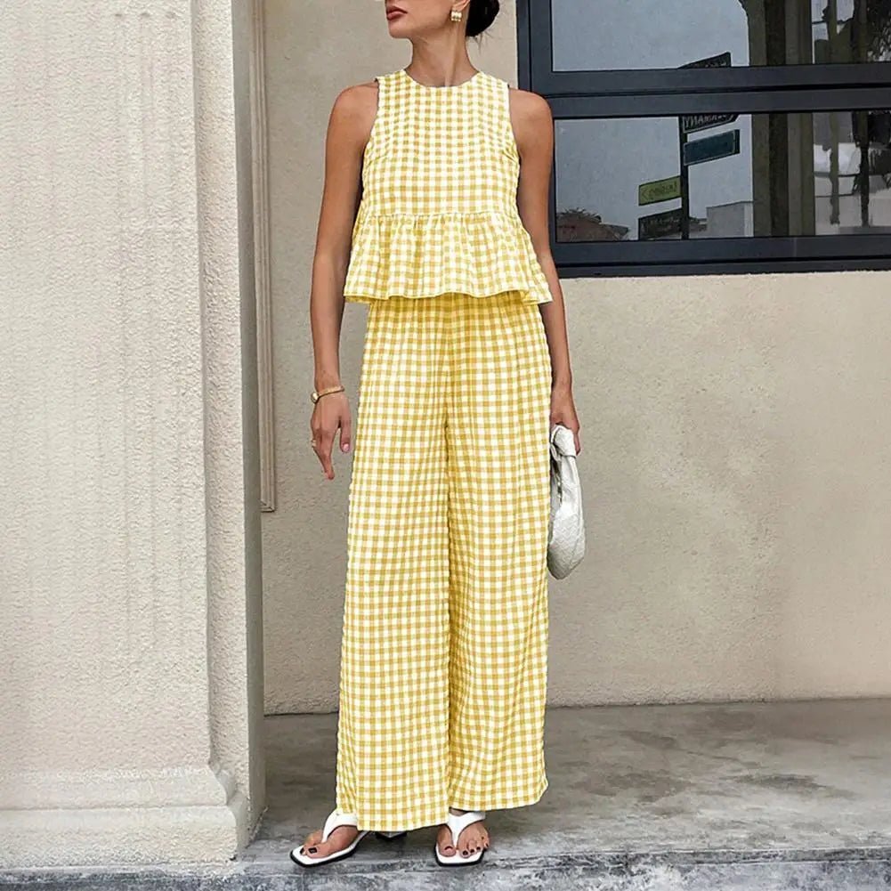 SOKYND Enya Plaid Ruffle Two-Piece Set Matching SetsSOKYND-314583-YEL-S-45591YellowS