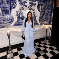 Gemma Deep V-Neck Ruffle Maxi Dress