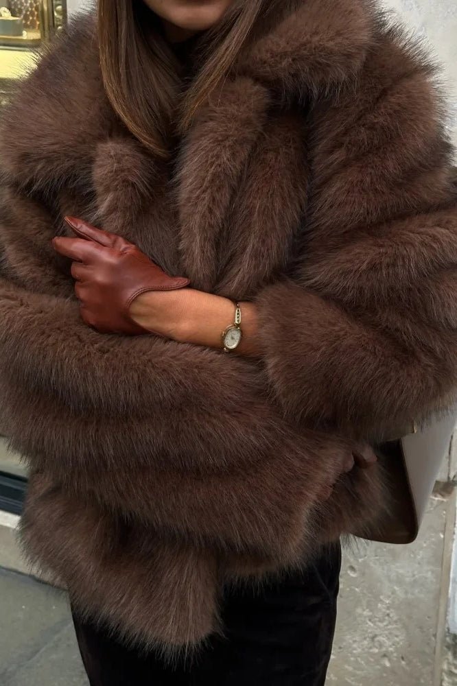 SOKYND Gillian Faux Fur Short Coat Coats & JacketsxI1767625273834129470SBrown